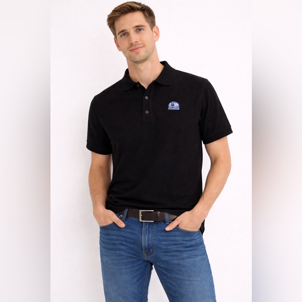 STAR WARS Polo Shirt Black for men Short Sleeve Size Small